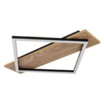 Plafonieră, metal negru mat, MDF cu efect de lemn întunecat, plastic negru mat, plastic opal, LxLxA: 520x467x60mm, inclusiv LED 18W 230V, 2000lm Sursă, 3000K - imagine 3