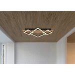 Plafonieră, metal negru mat, MDF cu efect de lemn închis, plastic negru mat, plastic opal, LxLxA: 540x312x75mm, inclusiv LED 24W 230V, 2900lm Sursă, 3000K - imagine 2