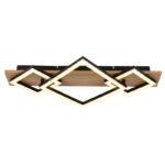 Plafonieră, metal negru mat, MDF cu efect de lemn închis, plastic negru mat, plastic opal, LxLxA: 540x312x75mm, inclusiv LED 24W 230V, 2900lm Sursă, 3000K - imagine 4