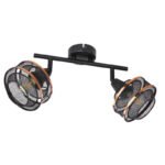 Spot metal negru,  metal negru-auriu, LxLxH: 275x120x215, excl.2xE14 40W 230V - imagine 3