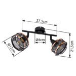 Spot metal negru,  metal negru-auriu, LxLxH: 275x120x215, excl.2xE14 40W 230V - imagine 6