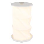 Lampă de masă plastic alb mat, hârtie albă, touch on/off, dimmer tactil reglabil continu, excl. adaptor, incl. USB-A 2.0/USB-C, ø: 130mm, H: 210mm,  înălțime când este pliată: 1.8 cm, incl. LED 1W 230V, sursă 168lm, ieșire 81lm, CCT 3500/4800/2600K