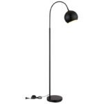 Lampă de podea metal negru mat, metal negru mat, cablu PVC negru, comutator cu pedală în cablu, LxLxA: 580x200x1500mm, lungime cablu 1800mm, excl. 1x E27 60W 230V - imagine 3