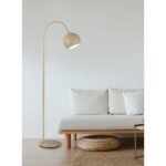 Lampă de podea din metal de culoare nisip mat, metal de culoare nisip mat, cablu PVC negru, comutator cu pedală în cablu, mobil, LxLxA: 580x250x1500mm, lungime cablu 1800mm, excl. 1x E27 60W 230V - imagine 2