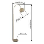Lampă de podea din metal de culoare nisip mat, metal de culoare nisip mat, cablu PVC negru, comutator cu pedală în cablu, mobil, LxLxA: 580x250x1500mm, lungime cablu 1800mm, excl. 1x E27 60W 230V - imagine 6