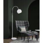 Lampă de podea metal alb mat, metal alb mat, cablu PVC alb, comutator cu pedală în cablu, LxLxA: 580x250x1500mm, lungime cablu 1800mm, excl. 1x E27 60W 230V - imagine 2