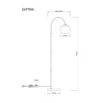 Lampă de podea metal alb mat, metal alb mat, cablu PVC alb, comutator cu pedală în cablu, LxLxA: 580x250x1500mm, lungime cablu 1800mm, excl. 1x E27 60W 230V - imagine 4