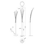 Lampă de podea din metal negru mat, plastic alb, alb, reglabilă, variator tactil, L x l x I: 560x600x1870mm, lungime cablu 1800mm, incl. LED 36W 230V, 4100lm Sursă, 910lm Ieșire, 3000K - imagine 5