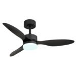 Ventilator de plafon metal negru mat, plastic opal, plastic negru mat, dimmable, mai multe niveluri prin întrerupător de perete, memorie, telecomandă, 25m², ø: 1060mm, H: 405mm, incl. LED 20W 230V, sursă 1700lm, ieșire 1600lm, CCT 2700-6500K - imagine 4