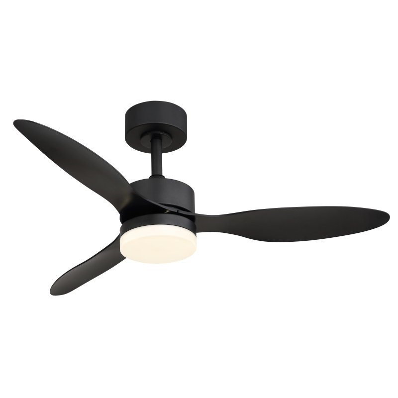 blackwell-03608-g29320 Ventilator de plafon metal negru mat, plastic opal, plastic negru mat, dimmable, mai multe niveluri prin întrerupător de perete, memorie, telecomandă, 25m², ø: 1060mm, H: 405mm, incl. LED 20W 230V, sursă 1700lm, ieșire 1600lm, CCT 2700-6500K - imagine 1