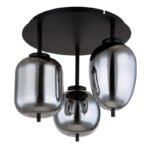 Plafoniera metal negru mat, sticla fumurie, 3 sticle de diferite marimi, ø: 460mm, H: 360mm, excl. 3x E14 40W 230V - imagine 3