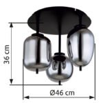 Plafoniera metal negru mat, sticla fumurie, 3 sticle de diferite marimi, ø: 460mm, H: 360mm, excl. 3x E14 40W 230V - imagine 4