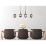 Suspensie, metal negru, sticlă fumurie, 4 abajoare cu diferite forme, LxWxH: 1000x185x1200, excl.4xE14 40W 230V