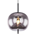 Suspensie, metal negru, sticlă fumurie, D: 300, H: 1200, excl.1xE27 60W 230V - imagine 4
