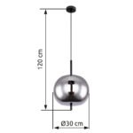Suspensie, metal negru, sticlă fumurie, D: 300, H: 1200, excl.1xE27 60W 230V - imagine 6