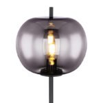 Lampadar, metal negru, sticlă fumurie, întrerupător, D: 300, H: 1600, excl.1xE27 60W 230V - imagine 4