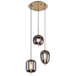Suspensie metal mat, sticla fumurie, 3 sticle de diferite marimi , ø: 460mm, H: 1200mm, excl. 3x E14 40W 230V