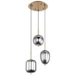 Suspensie metal mat, sticla fumurie, 3 sticle de diferite marimi , ø: 460mm, H: 1200mm, excl. 3x E14 40W 230V - imagine 5