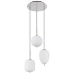 Lampă cu suspensie metal nichel mat, sticlă alb, cablu PVC negru, înălțimea poate fi scurtată (lampă cu suspensie), 3 pahare diferite, ø: 460mm, I: 1200mm, sticlă-ø: 1 x 15,8 cm, 16,5 cm, 18,5 cm fiecare, fără 3x E14 40W 230V - imagine 3