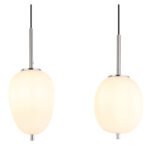 Lampă suspendată metal nichel mat, sticlă alb, cablu PVC negru, înălțimea poate fi scurtată (lampă suspendată), 4 pahare diferite, L x l x I: 1100x185x1200mm, sticlă-ø: 1 de fiecare 15,8 cm, x 16,4 cm, 16,5 cm, 18,5 cm, fără 4x E14 40W 230V - imagine 5
