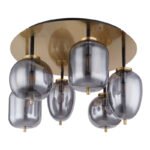 Plafoniera metal negru mat, sticla fumurie, 6 sticle de diferite forme, ø: 650mm, H: 380mm, excl. 6x E14 40W 230V - imagine 3