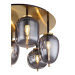 Plafoniera metal negru mat, sticla fumurie, 6 sticle de diferite forme, ø: 650mm, H: 380mm, excl. 6x E14 40W 230V - imagine 4