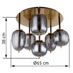 Plafoniera metal negru mat, sticla fumurie, 6 sticle de diferite forme, ø: 650mm, H: 380mm, excl. 6x E14 40W 230V - imagine 5