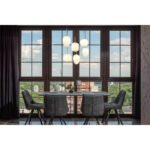 Lampă cu suspensie metal nichel mat, sticlă alb, cablu PVC negru, înălțimea poate fi scurtată (lampă cu suspensie), 3 pahare diferite, L x l x I: 800x340x1200mm, sticlă-ø: 2 x 15,8 cm, 16,5 cm, 18,5 cm fiecare, excl. 6x E14 40W 230V - imagine 2