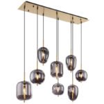 Suspensie metal mat, sticlă fumurie , 8 sticle cu diferite forme, LxLxA: 1025x340x1200mm, excl. 8x E14 40W 230V