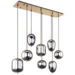 Suspensie metal mat, sticlă fumurie , 8 sticle cu diferite forme, LxLxA: 1025x340x1200mm, excl. 8x E14 40W 230V - imagine 3