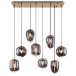 Suspensie metal mat, sticlă fumurie , 8 sticle cu diferite forme, LxLxA: 1025x340x1200mm, excl. 8x E14 40W 230V - imagine 4