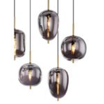 Suspensie metal mat, sticlă fumurie , 8 sticle cu diferite forme, LxLxA: 1025x340x1200mm, excl. 8x E14 40W 230V - imagine 5