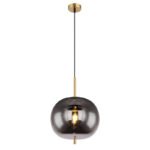 Suspensie metal, mat, sticla fumurie, ø: 300mm, H: 1200mm, excl.1x E27 60W 230V
