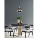Suspensie metal, mat, sticla fumurie, ø: 300mm, H: 1200mm, excl.1x E27 60W 230V - imagine 3