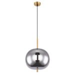 Suspensie metal, mat, sticla fumurie, ø: 300mm, H: 1200mm, excl.1x E27 60W 230V - imagine 4