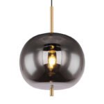 Suspensie metal, mat, sticla fumurie, ø: 300mm, H: 1200mm, excl.1x E27 60W 230V - imagine 5
