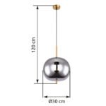 Suspensie metal, mat, sticla fumurie, ø: 300mm, H: 1200mm, excl.1x E27 60W 230V - imagine 6