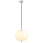 Lampă cu suspensie metal nichel mat, sticlă alb, cablu PVC negru, înălțimea poate fi scurtată (lampă cu suspensie), ø: 300mm, I: 1200mm, excl. 1x E27 60W 230V