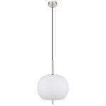Lampă cu suspensie metal nichel mat, sticlă alb, cablu PVC negru, înălțimea poate fi scurtată (lampă cu suspensie), ø: 300mm, I: 1200mm, excl. 1x E27 60W 230V - imagine 3