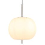 Lampă cu suspensie metal nichel mat, sticlă alb, cablu PVC negru, înălțimea poate fi scurtată (lampă cu suspensie), ø: 300mm, I: 1200mm, excl. 1x E27 60W 230V - imagine 4