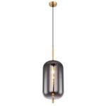 Suspensie metal, mat, sticla fumurie, ø: 220mm, H: 1200mm, excl.1x E27 60W 230V