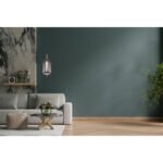 Suspensie metal, mat, sticla fumurie, ø: 220mm, H: 1200mm, excl.1x E27 60W 230V - imagine 3