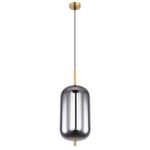 Suspensie metal, mat, sticla fumurie, ø: 220mm, H: 1200mm, excl.1x E27 60W 230V - imagine 4