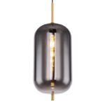 Suspensie metal, mat, sticla fumurie, ø: 220mm, H: 1200mm, excl.1x E27 60W 230V - imagine 5