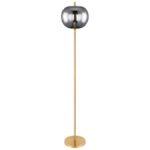 Lampă de podea metal, mat, sticlă fumurie, comutator de picior pe cablu, ø: 300mm, H: 1600mm, lungime cablu 1800mm, excl. 1x E27 60W 230V - imagine 3