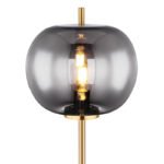 Lampă de podea metal, mat, sticlă fumurie, comutator de picior pe cablu, ø: 300mm, H: 1600mm, lungime cablu 1800mm, excl. 1x E27 60W 230V - imagine 4