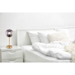 Veioza, metal negru, sticlă fumurie, întrerupător, D: 185, H: 450, excl.1xE14 40W 230V - imagine 2