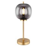Veioza, metal negru, sticlă fumurie, întrerupător, D: 185, H: 450, excl.1xE14 40W 230V