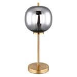 Veioza, metal negru, sticlă fumurie, întrerupător, D: 185, H: 450, excl.1xE14 40W 230V - imagine 3