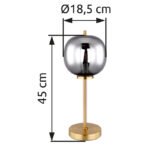 Veioza, metal negru, sticlă fumurie, întrerupător, D: 185, H: 450, excl.1xE14 40W 230V - imagine 6